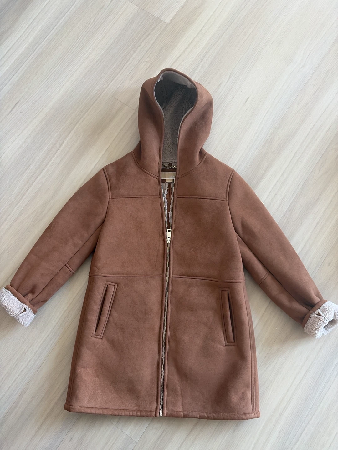 Michael Michael Kors Faux Suede Hooded Coat