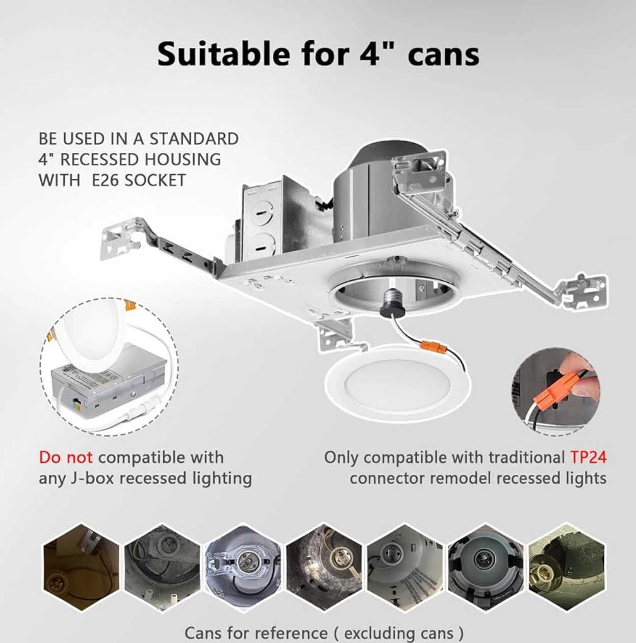 LVWIT 4 Inch 5CCT Retrofit LED Pot Lights, 7W 700 Lumens - photo 2