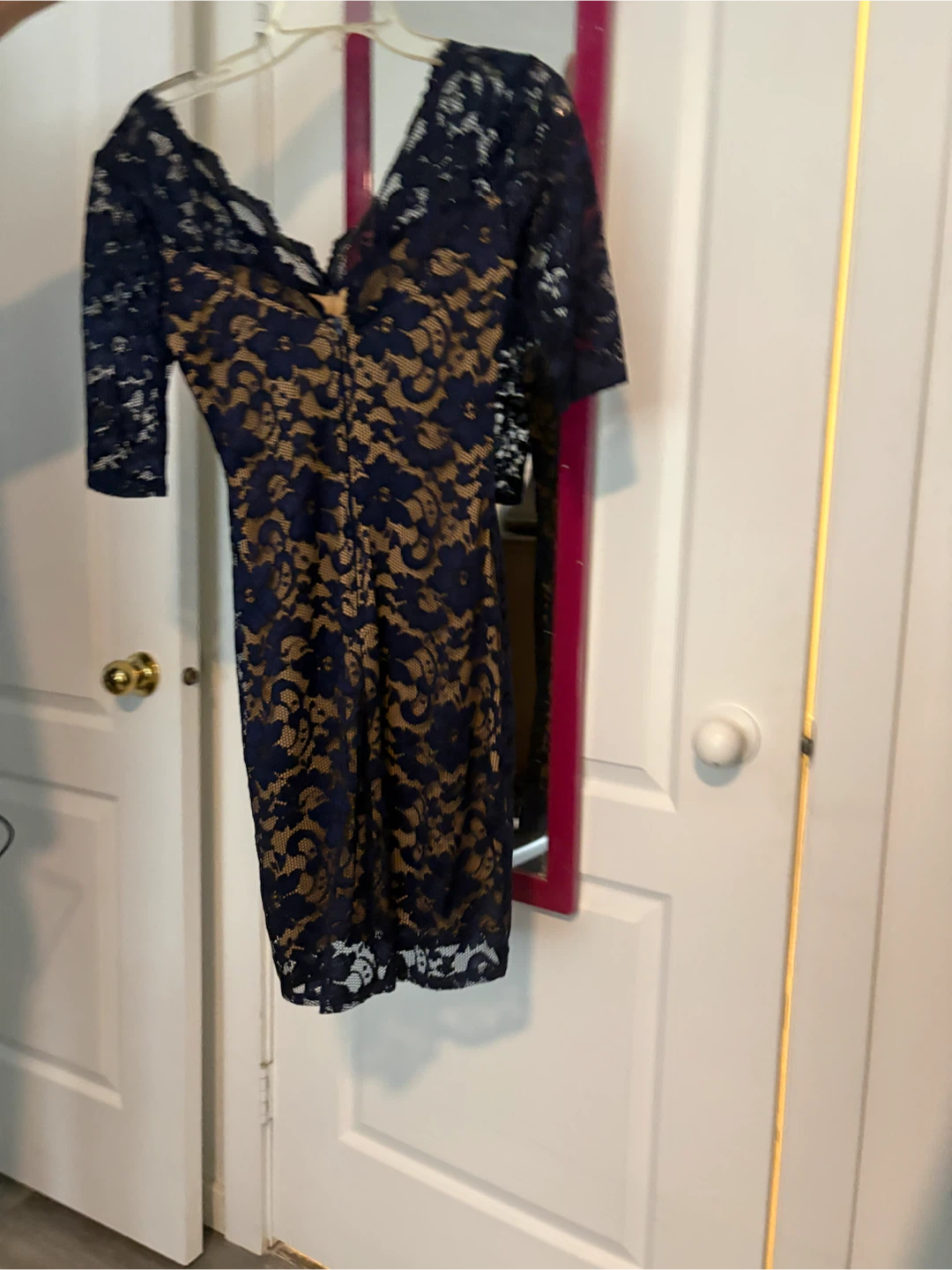 Navy and Nude Lace Dress