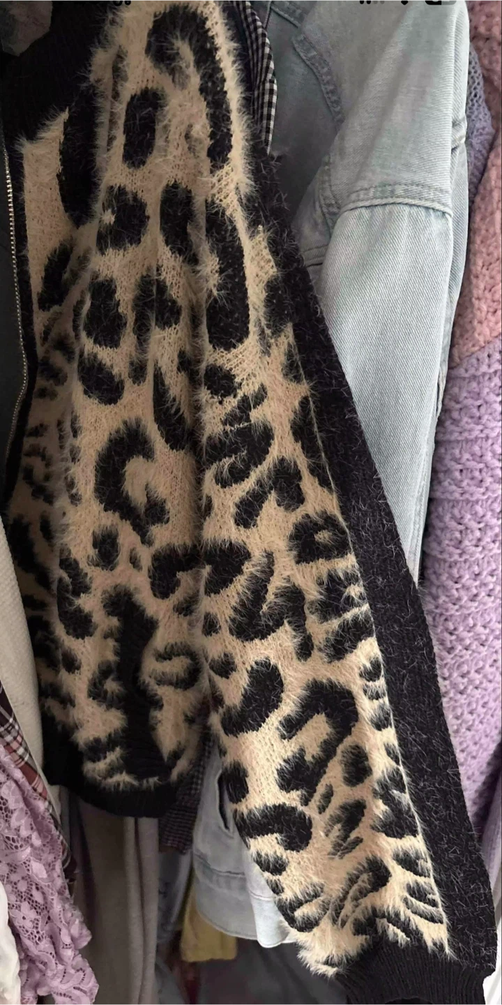 Leopard Print Knit Zipped Bomber Jacket - photo 2