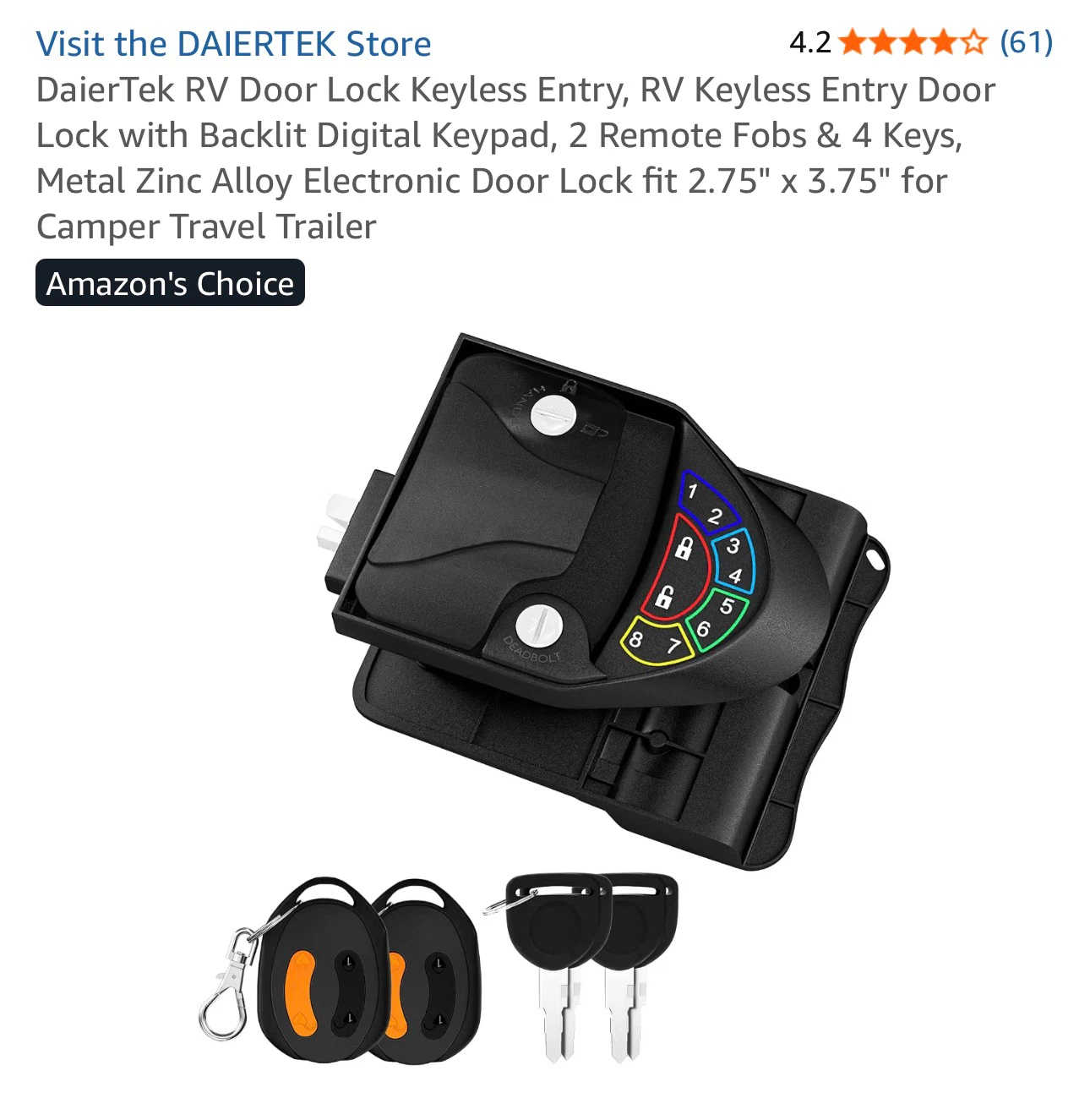 DaierTek RV Keyless Entry Door Lock