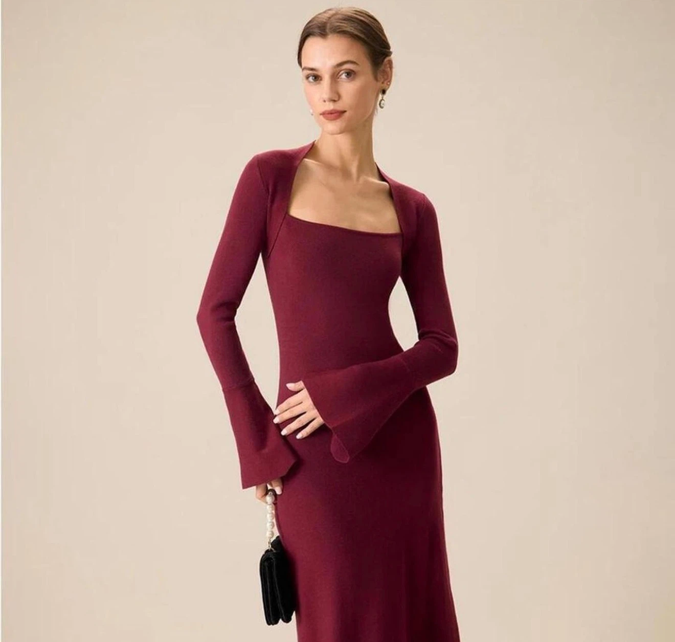 Burgundy Knit Maxi Dress - photo 3