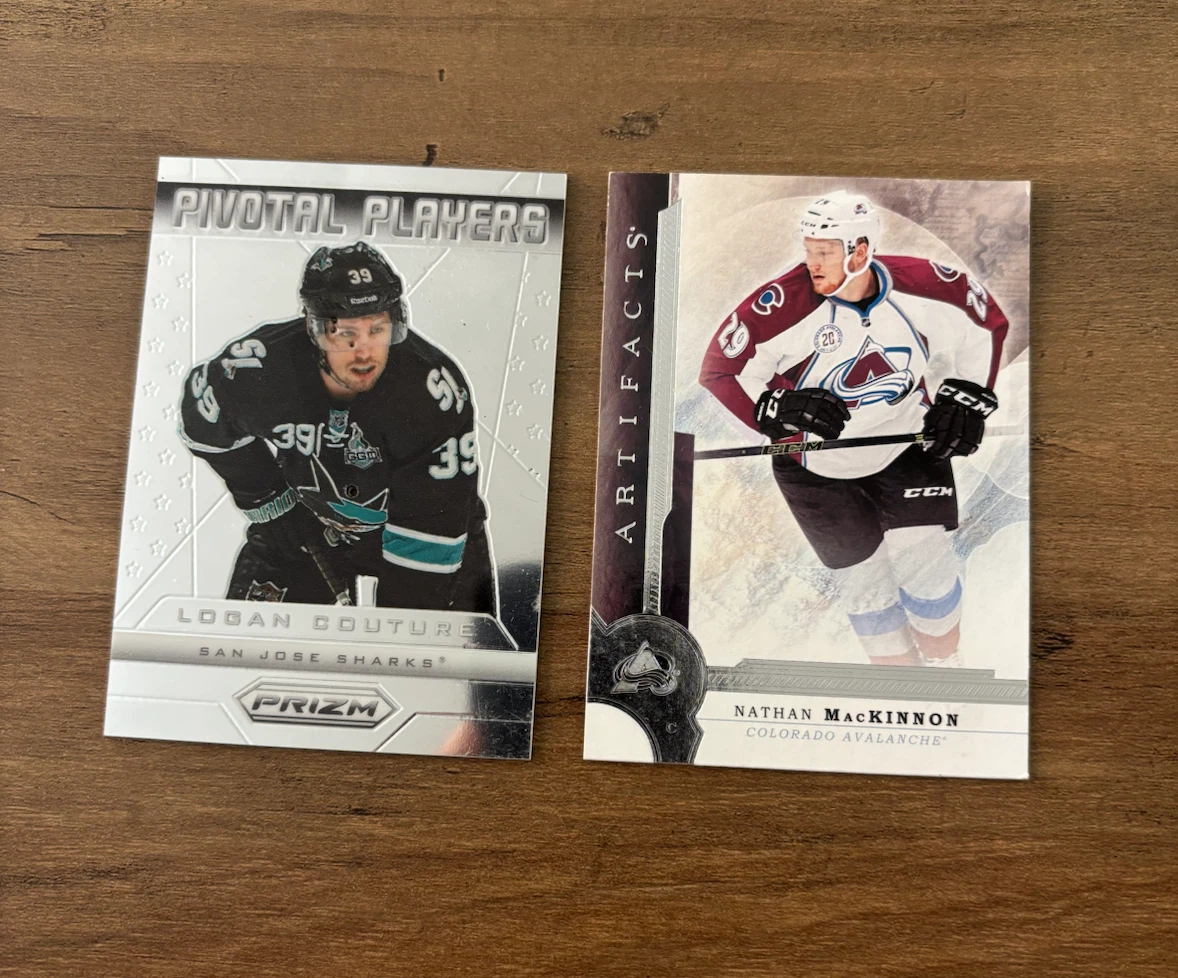 2 NHL Hockey Trading Cards: Couture and MacKinnon