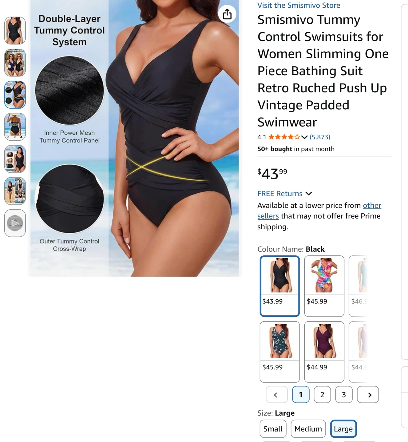 New Tummy Control One Piece Swimsuit- L - photo 3