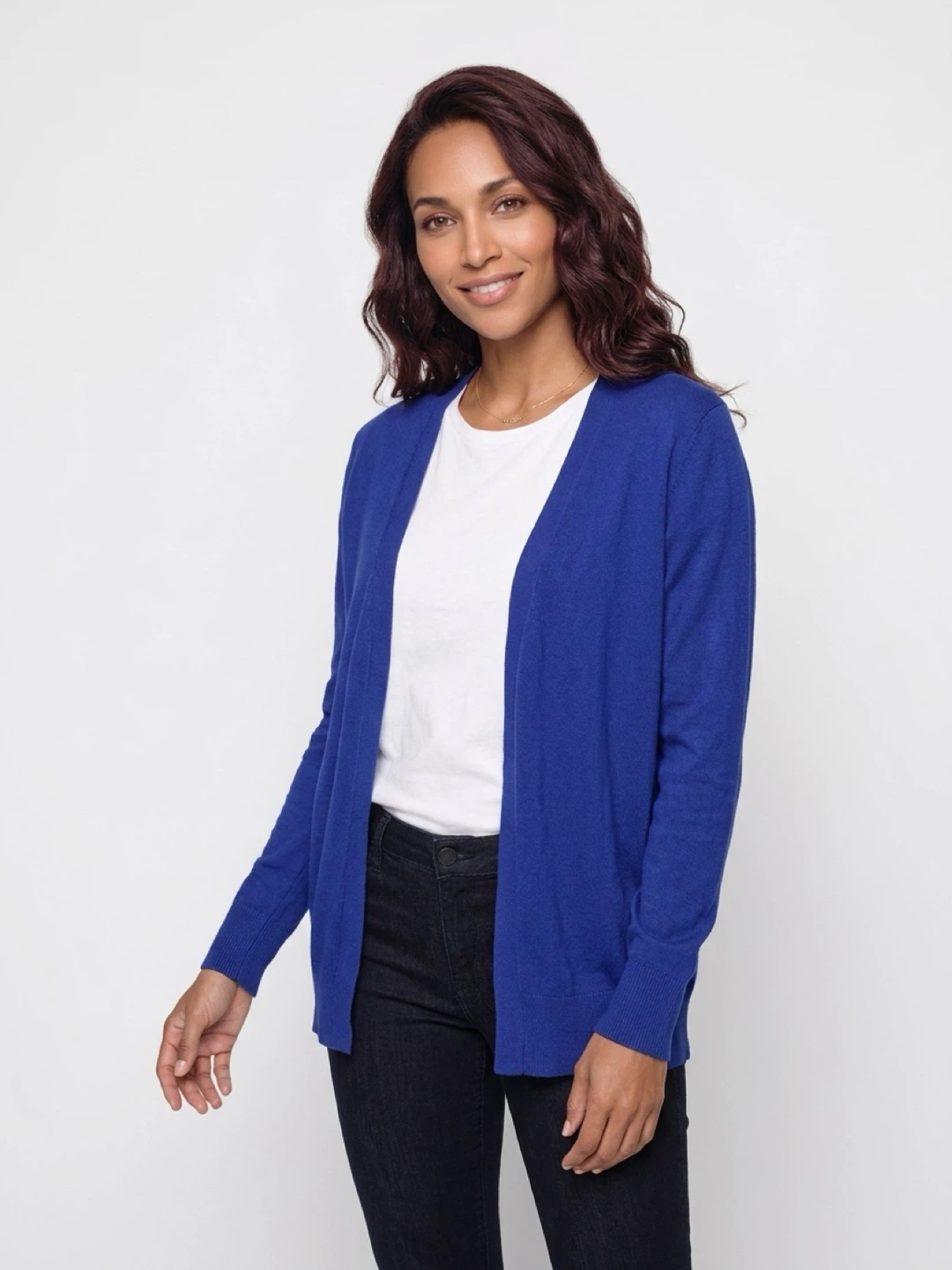 Blue Open-Front Cardigan