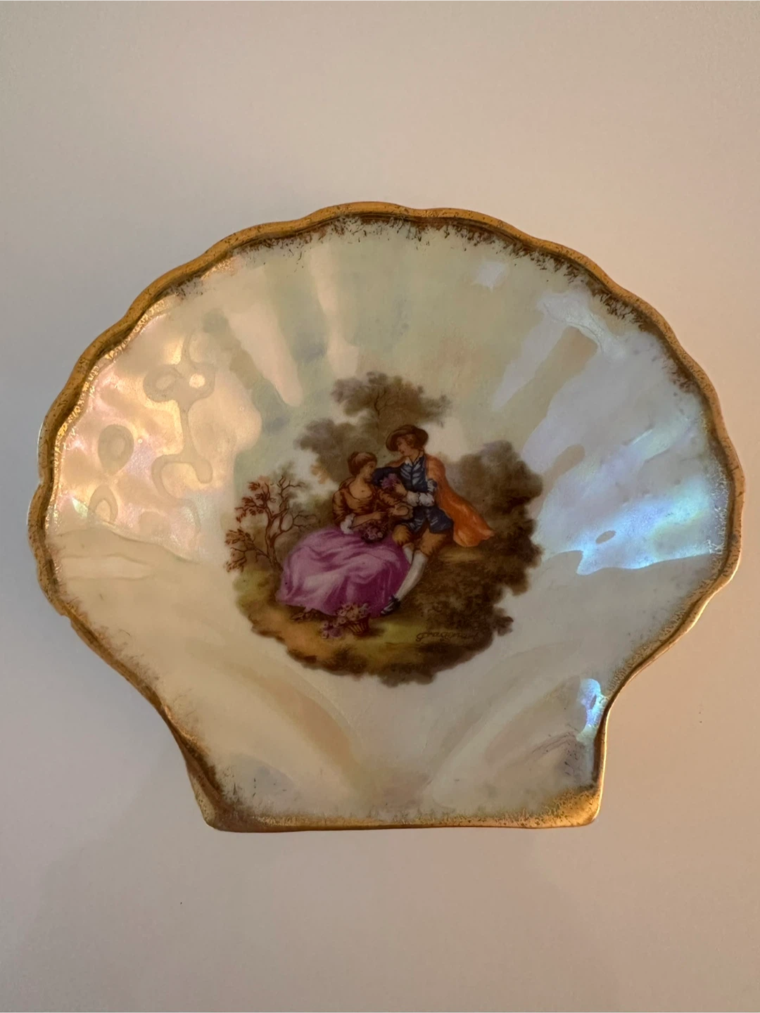 Vintage Limoges Fragonard Porcelain Shell Trinket Dishes