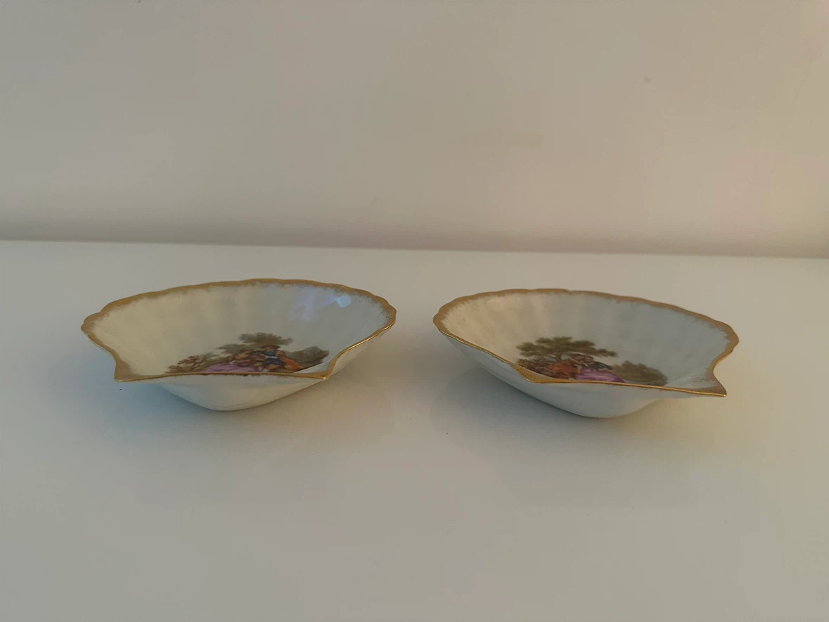 Vintage Limoges Fragonard Porcelain Shell Trinket Dishes - photo 3