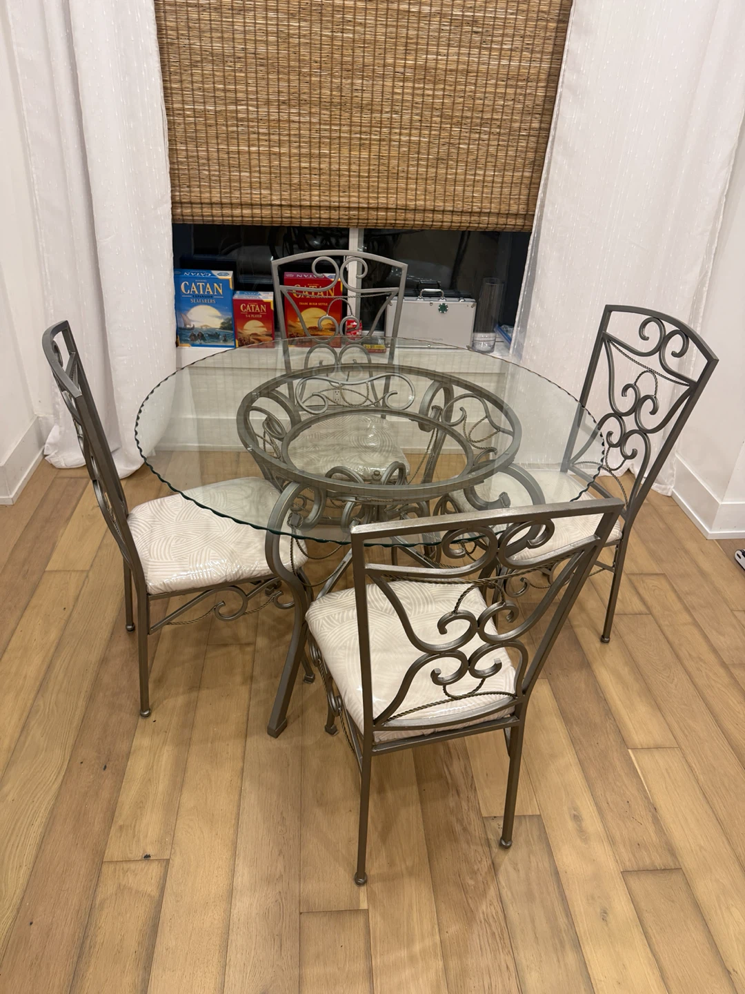 Glass dining table and 4 chairs