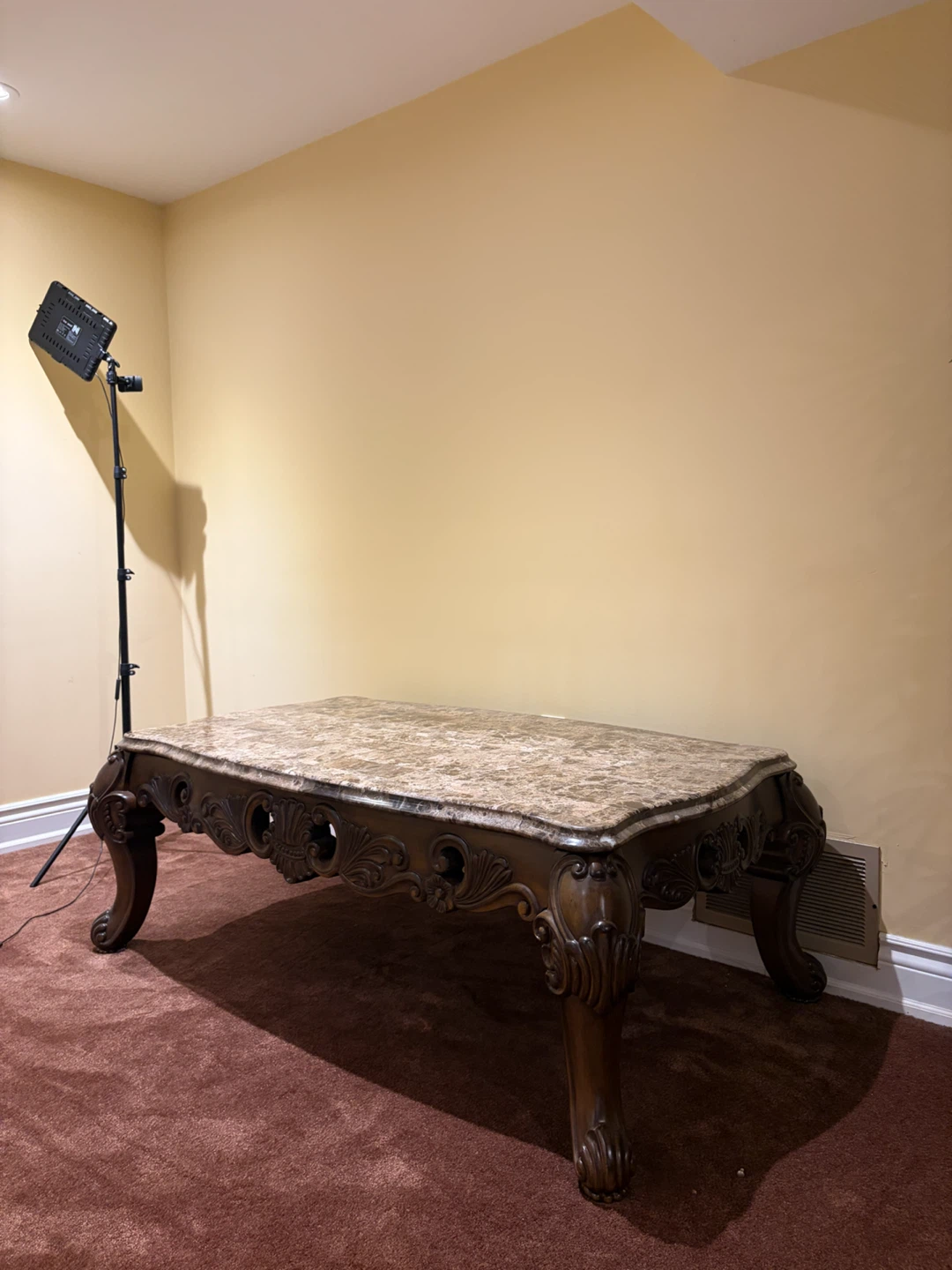 Ornate Coffee Table and two side table with Marble Top