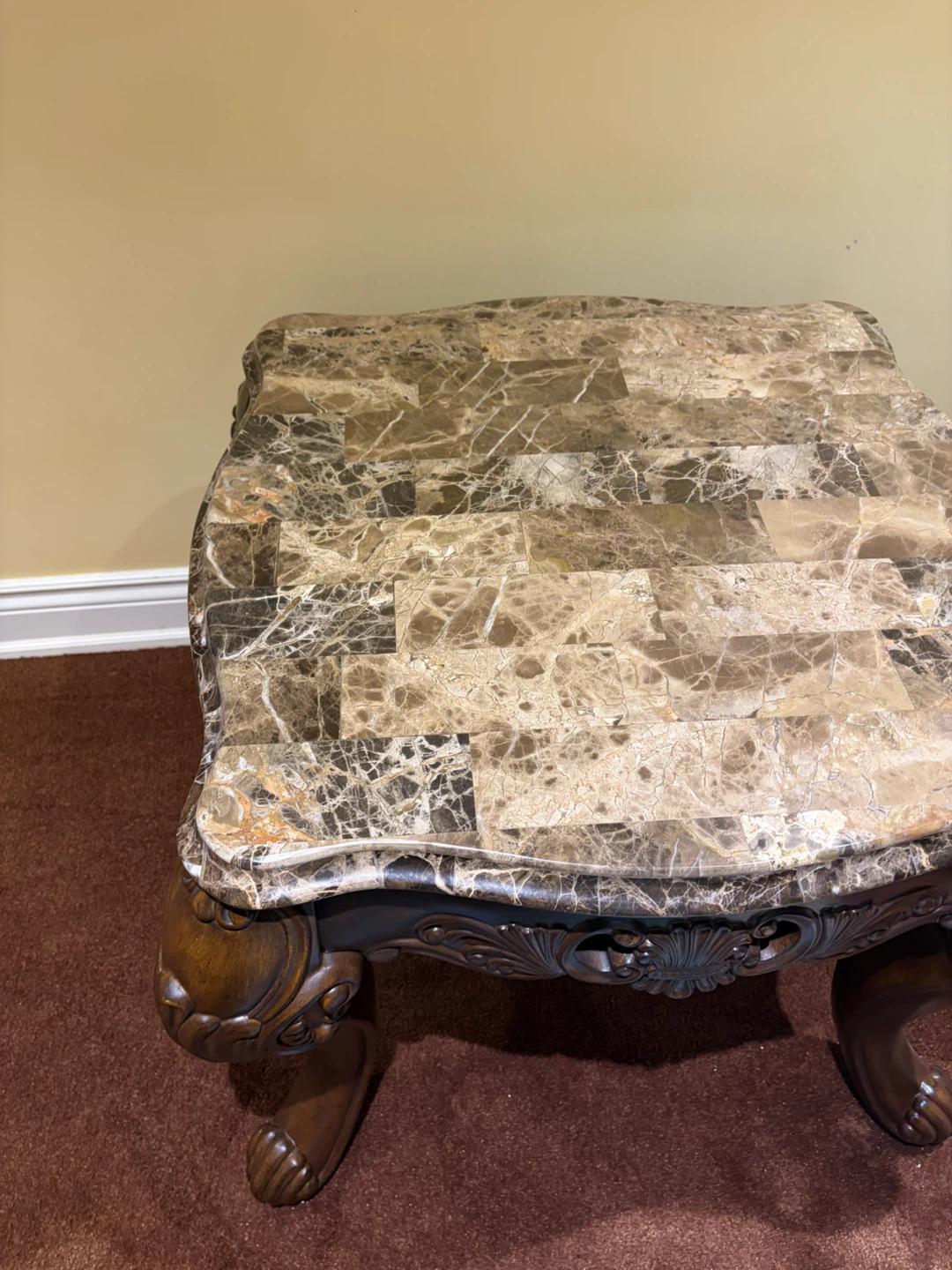 Ornate Coffee Table and two side table with Marble Top - photo 2