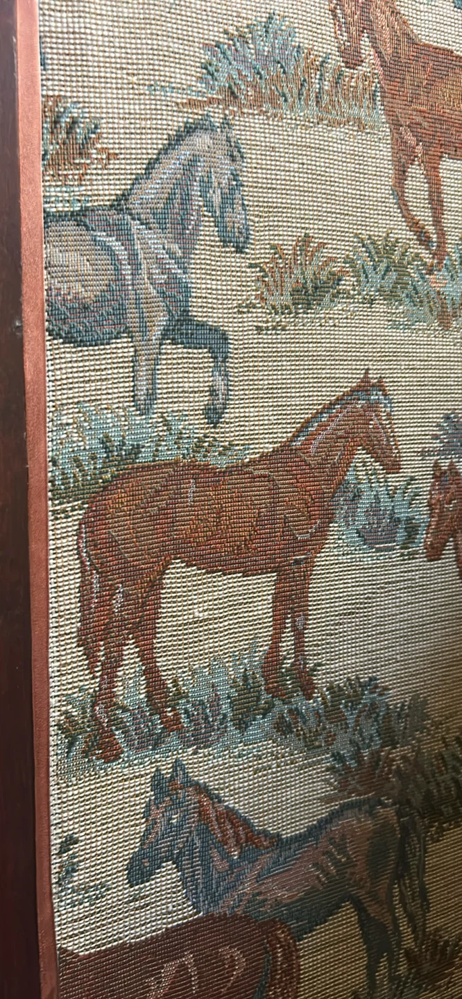 Antique tallThree-Panel Horse Print Room Divider - photo 5