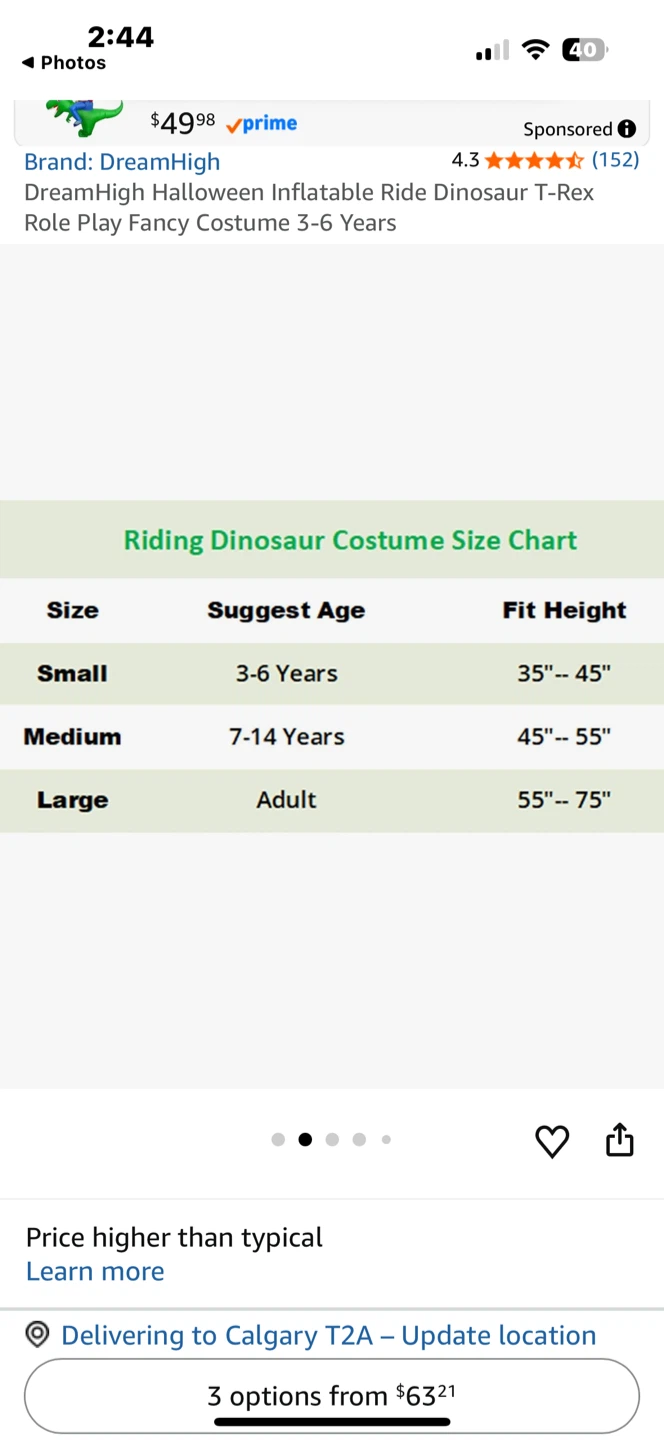 DreamHigh Inflatable Dinosaur Costume - Medium - photo 4
