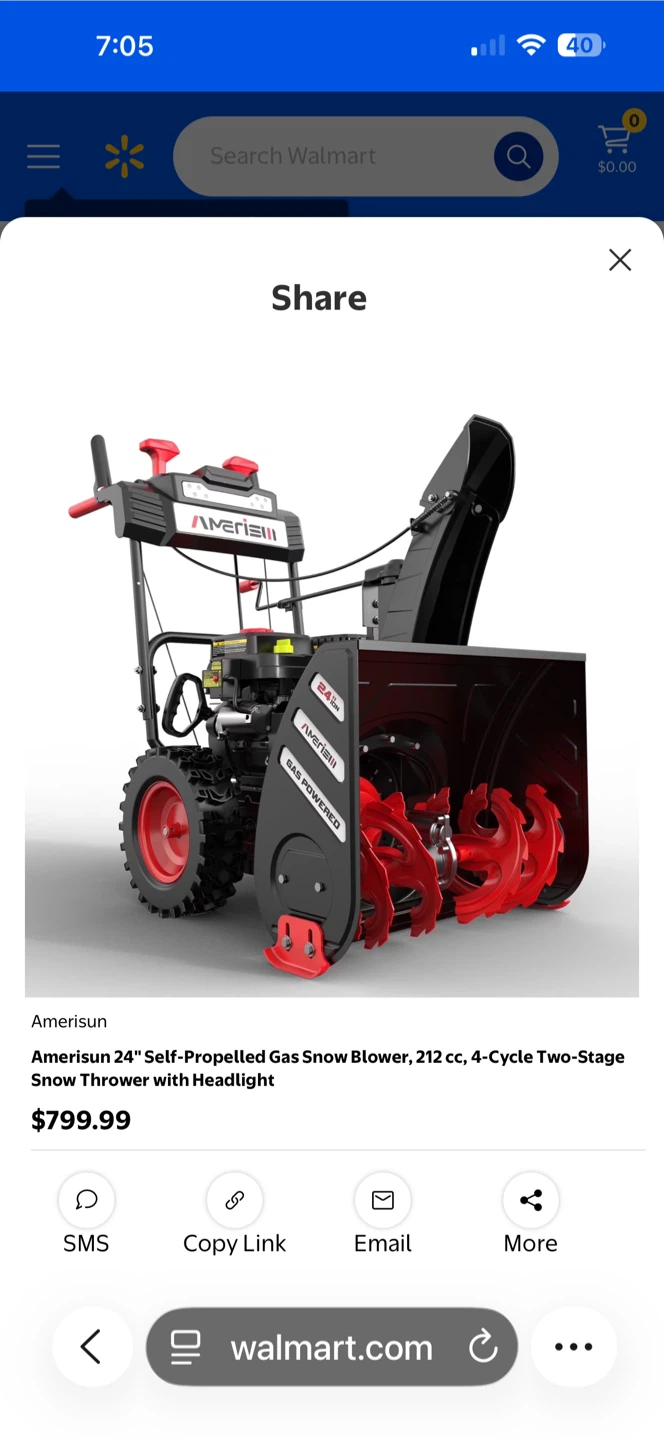 Amerisun 26-inch Gas Powered Snow Blower