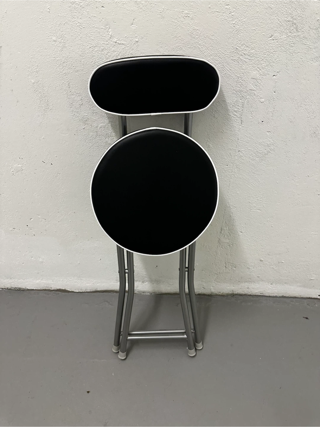 Black and Silver Padded Folding Stool - photo 2
