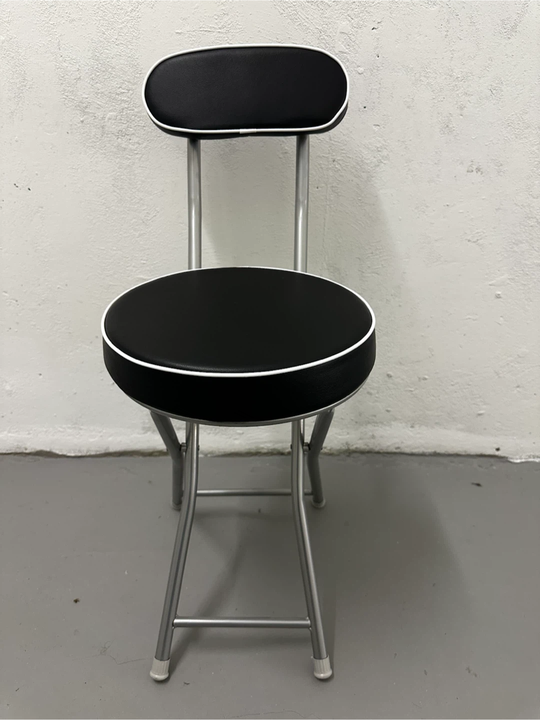 Black and Silver Padded Folding Stool - photo 3