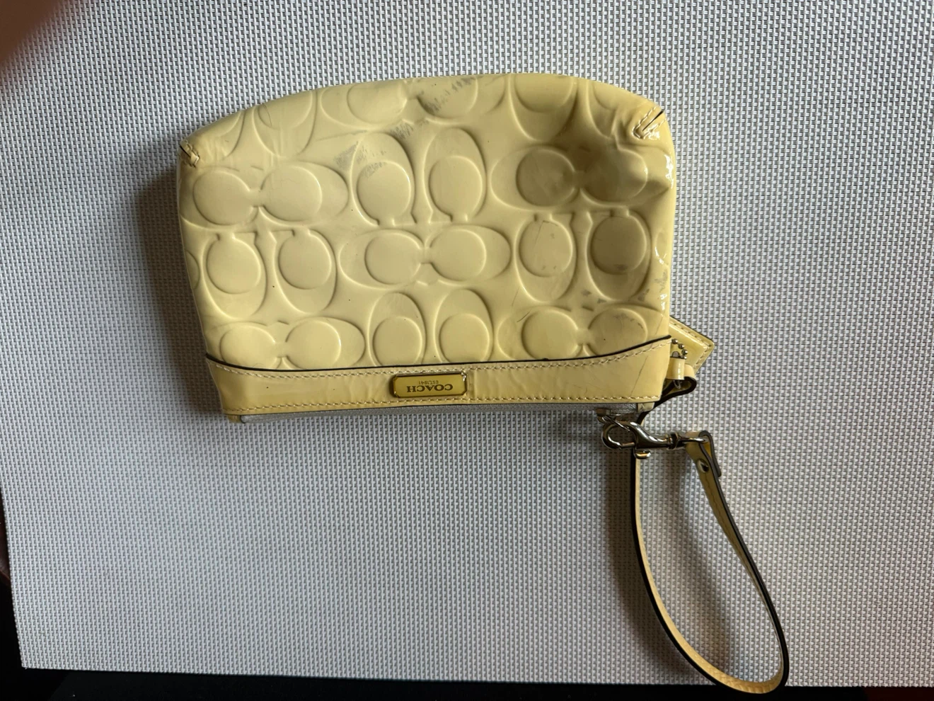 Coach Patent Leather Yellow Wristlet