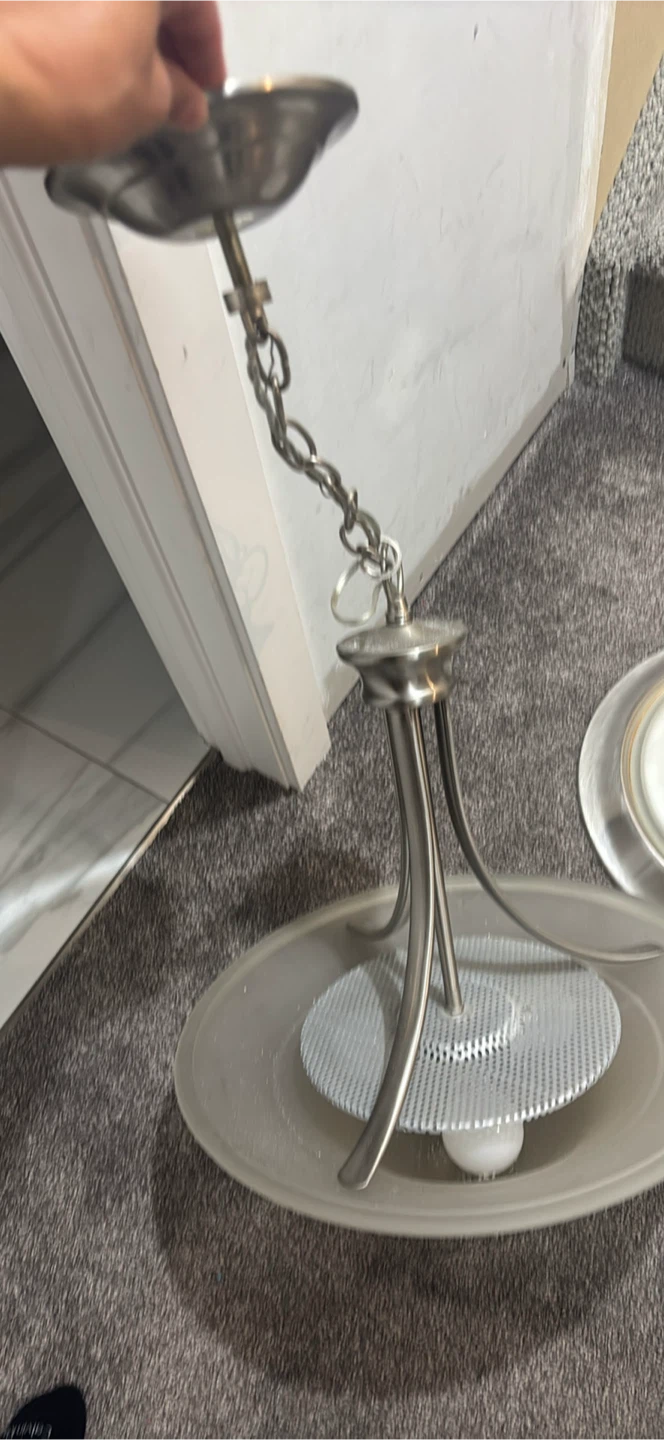 Set of 3 Brushed Nickel Ceiling Light Fixtures - photo 2