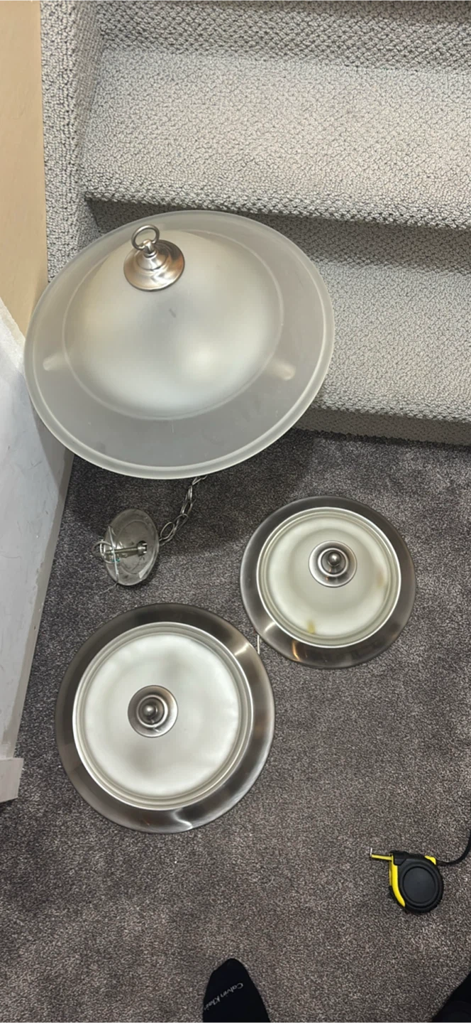 Set of 3 Brushed Nickel Ceiling Light Fixtures - photo 3