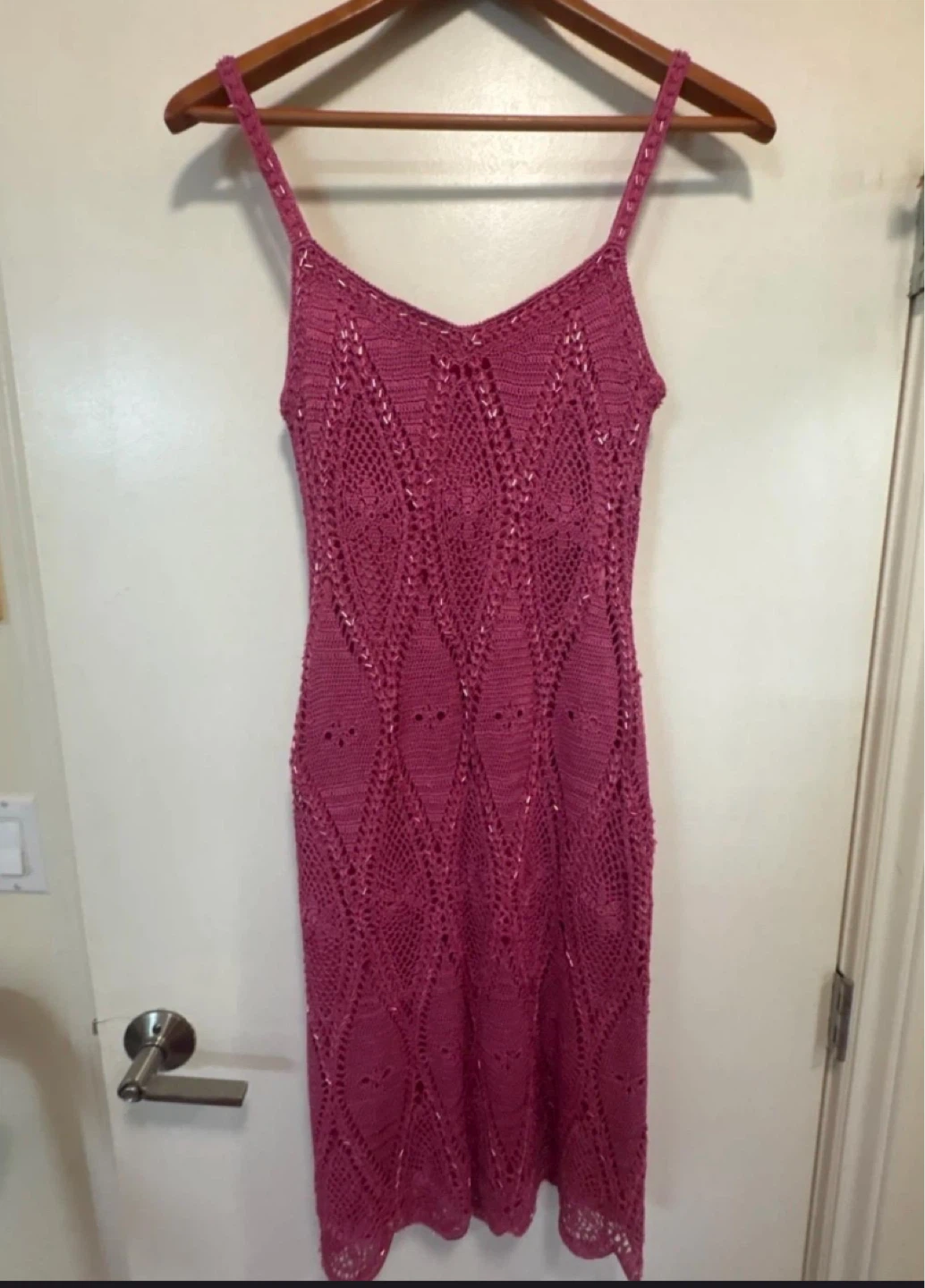 Karen Millen Raspberry Crotchet Beaded Dress