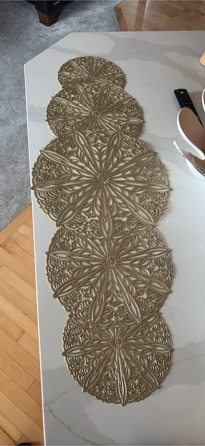 Gold Mandala Pattern Table Runner