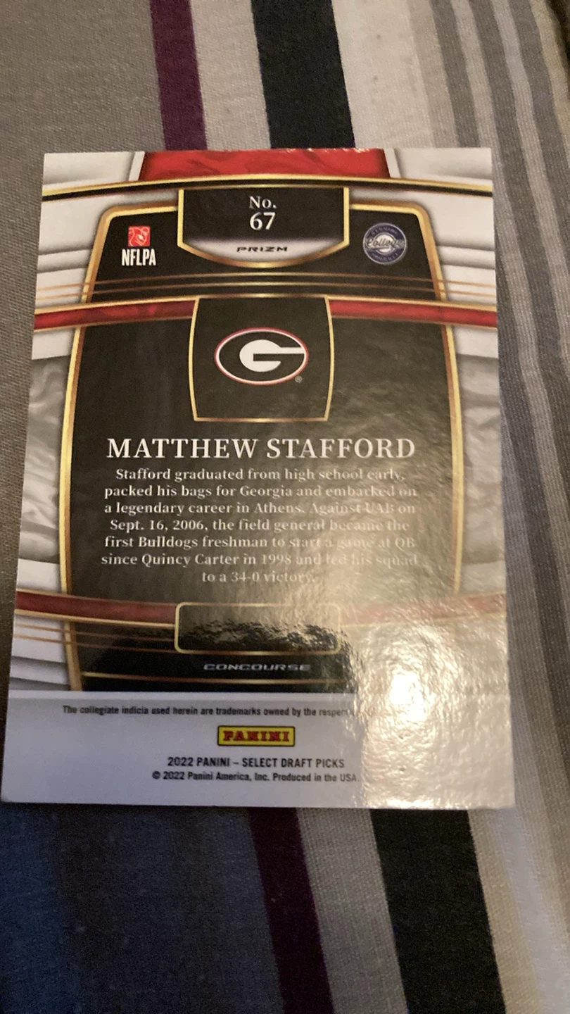 2022 Panini Select Matthew Stafford Football Card - photo 2