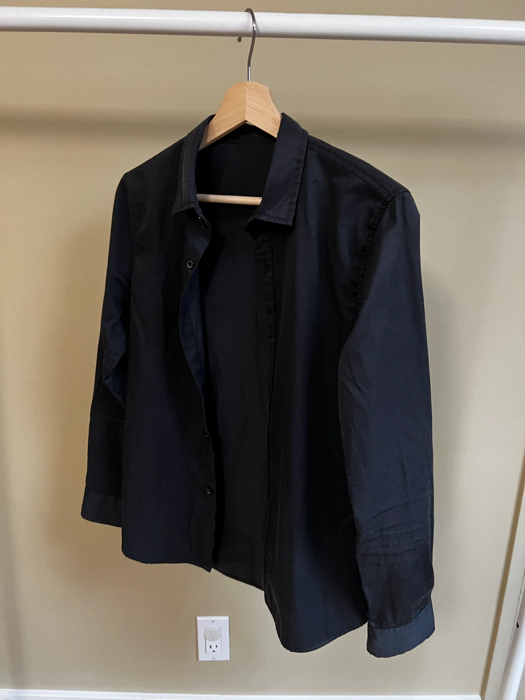 Black Long-Sleeve Button-Up Shirt