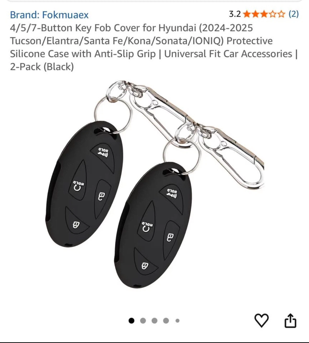 Fokmuaex Silicone Key Fob Cover for Hyundai 2-Pack - photo 4