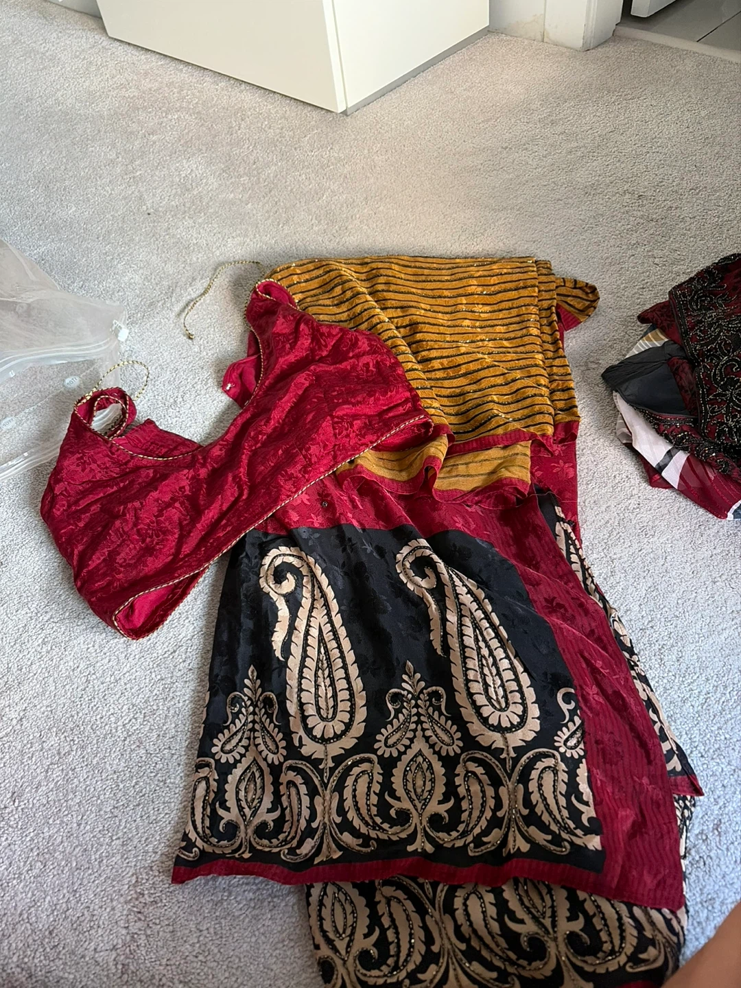 Red and Black Indian Saree with Blouse