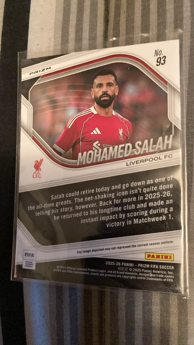 Mohamed Salah 2025-26 Panini Prizm Soccer Card - photo 2