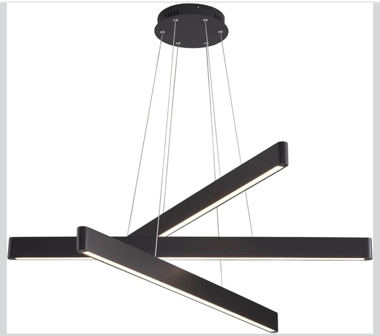 YISDESIGN 3-Light Solid Wood Black Linear Pendant Light