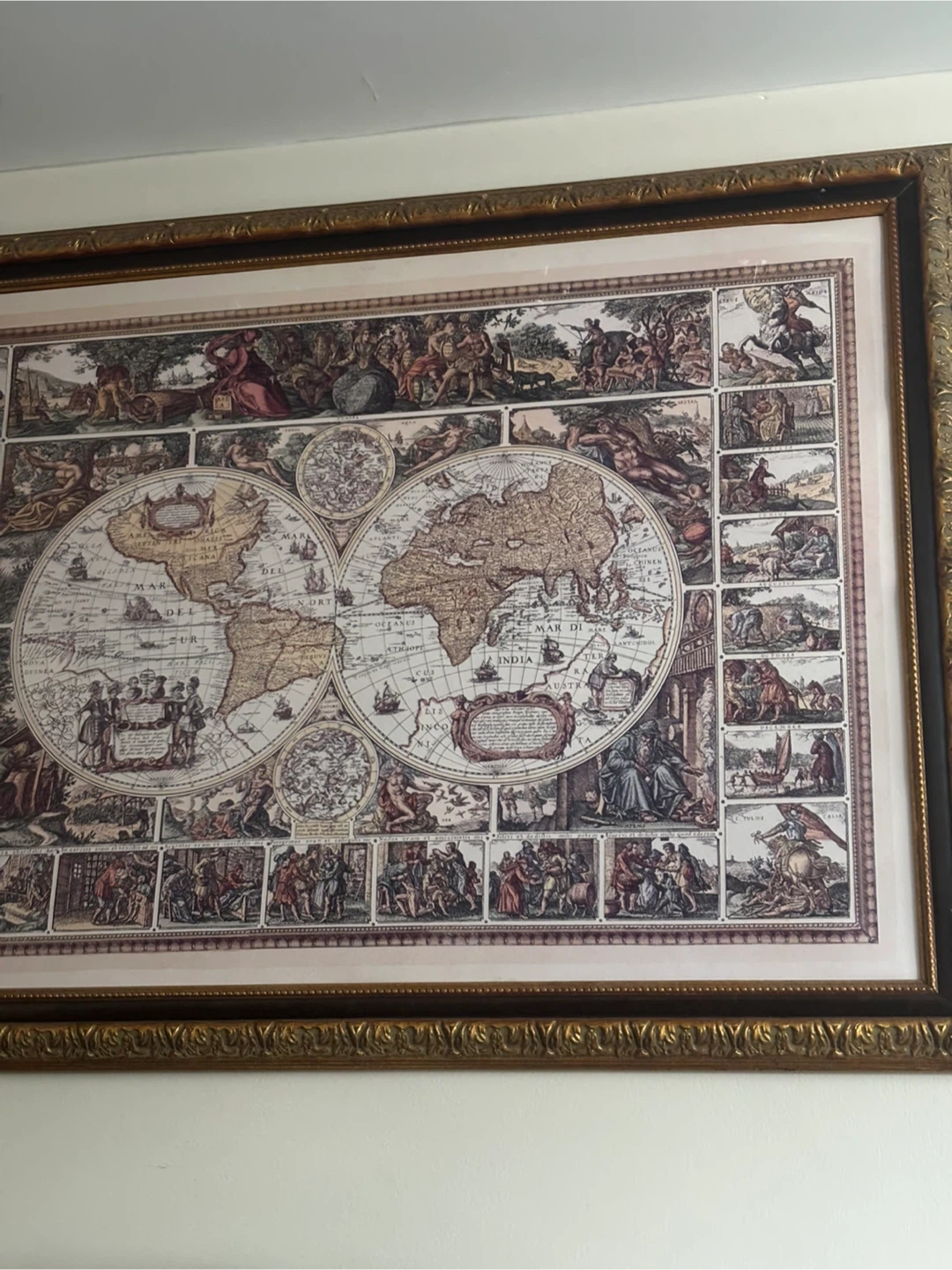 Large Antique Style World Map Wall Art - photo 2