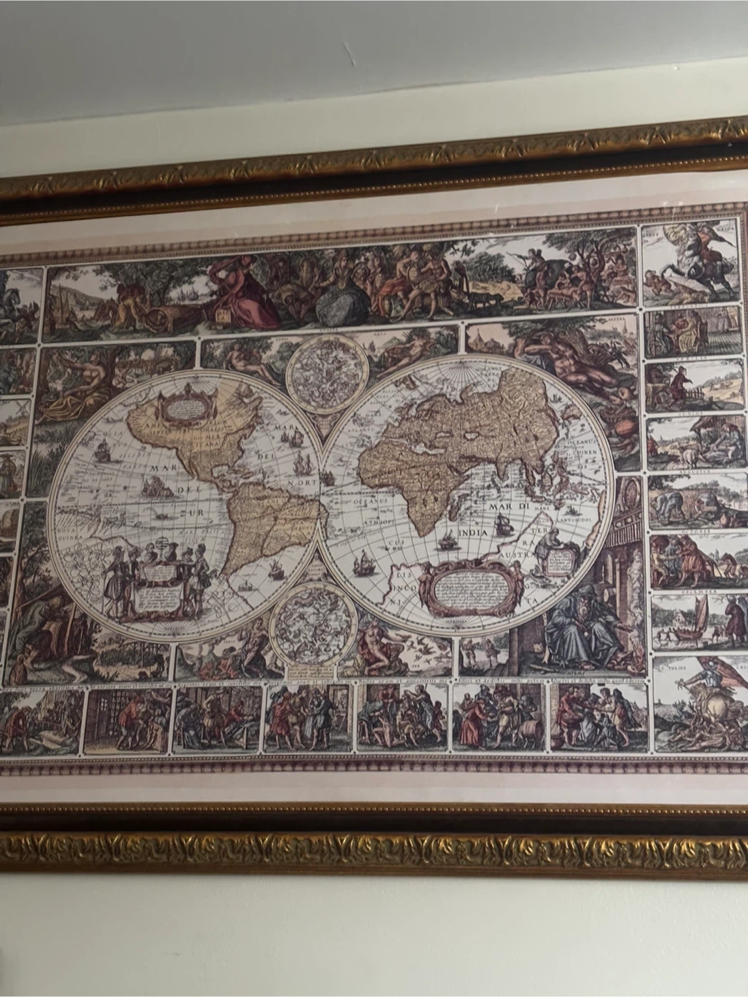 Large Antique Style World Map Wall Art - photo 3