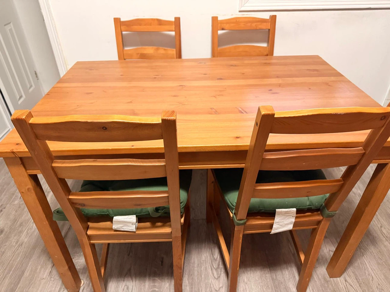 IKEA Pine Dining Table and 4 Chairs.( includes chair pads) - photo 2