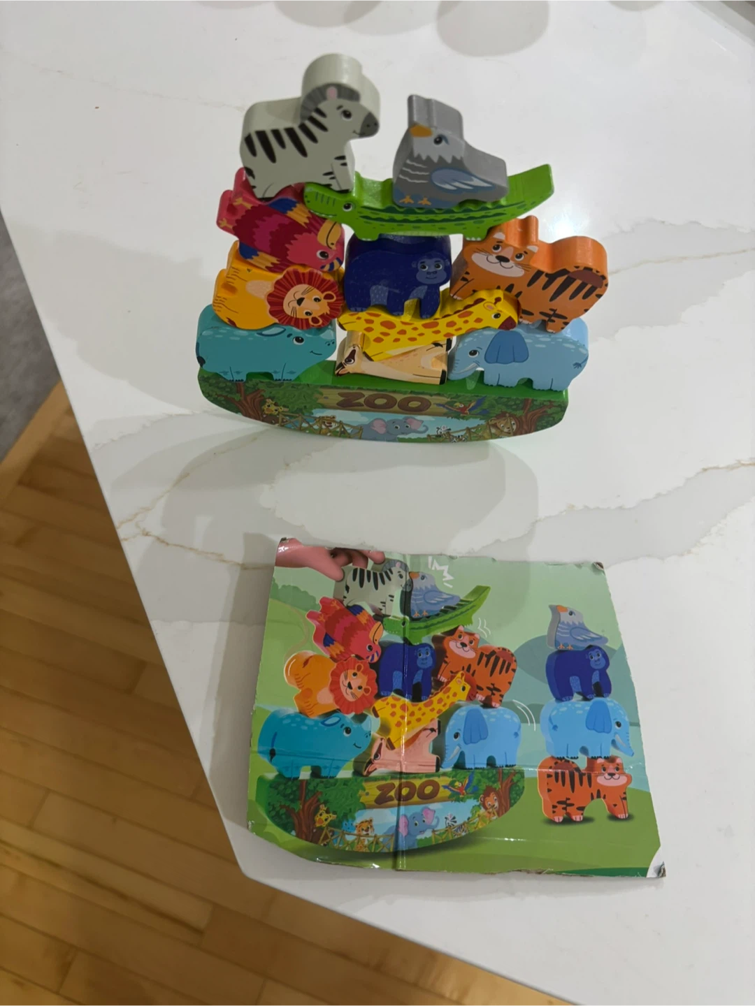 Wooden Zoo Animal Stacking Balancing Game