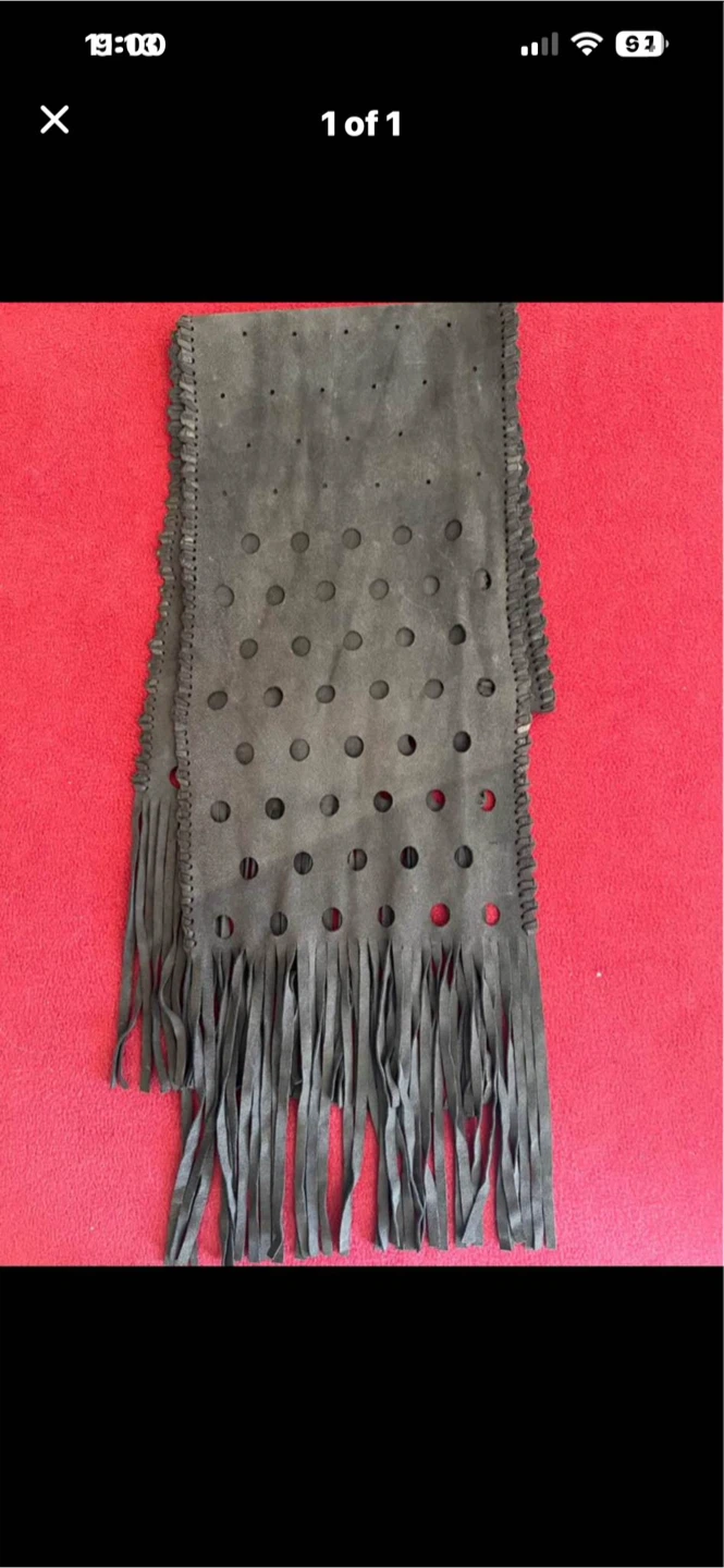 Dark Brown Suede Fringed Scarf