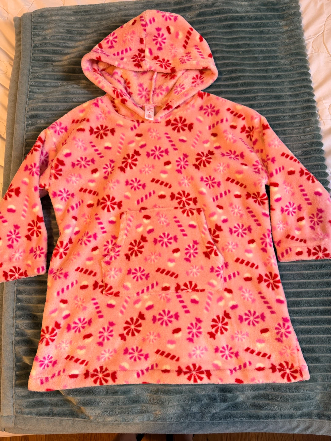 Pink Candy Print Fleece Hoodie