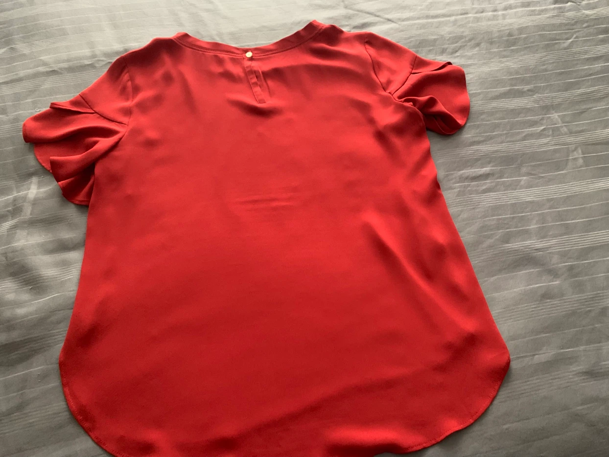 LOFT Red Flutter Sleeve Blouse - photo 3