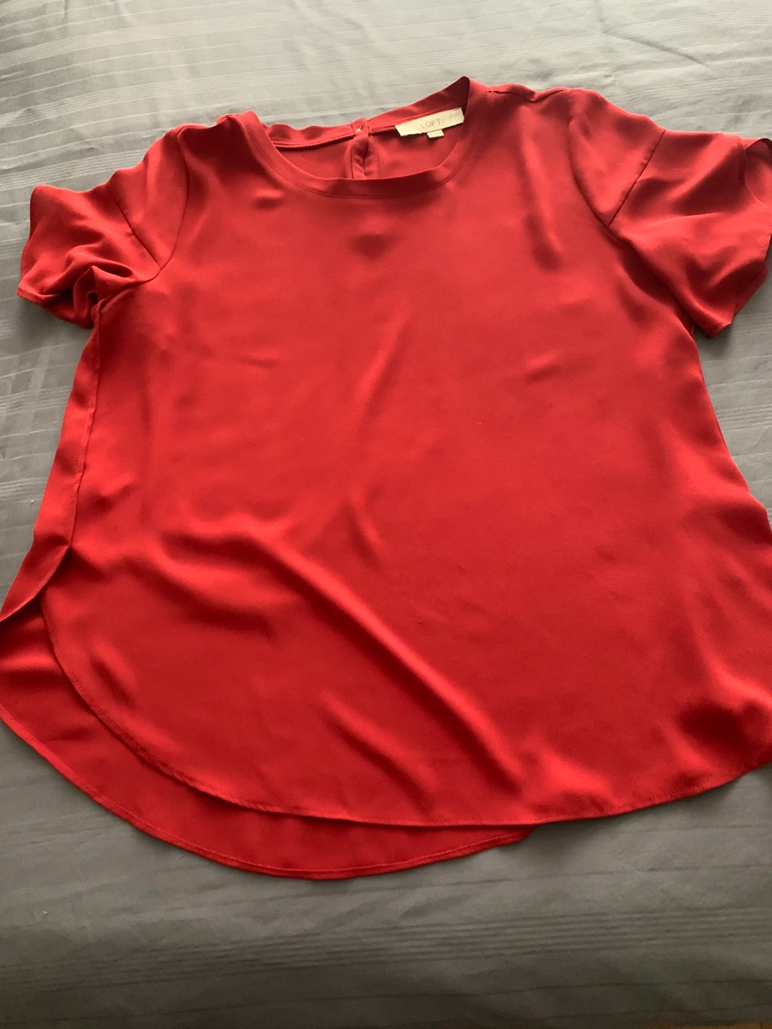 LOFT Red Flutter Sleeve Blouse - photo 4
