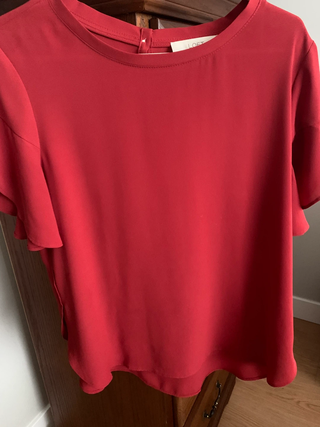 LOFT Red Flutter Sleeve Blouse - photo 5