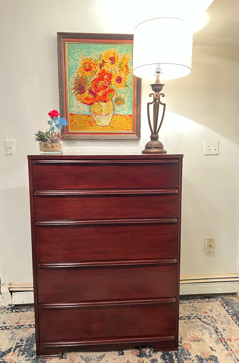 Beautiful Dark Cherry Wood 6-Drawer Dresser - Delivery Extra