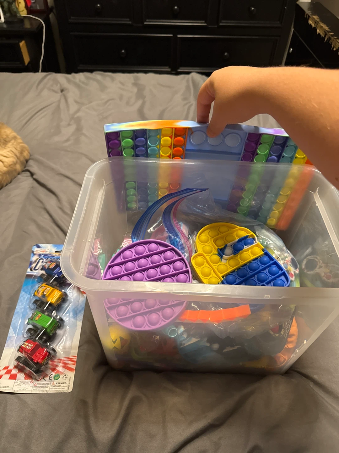 Assorted Fidget Toys and Mini Cars Bundle read description