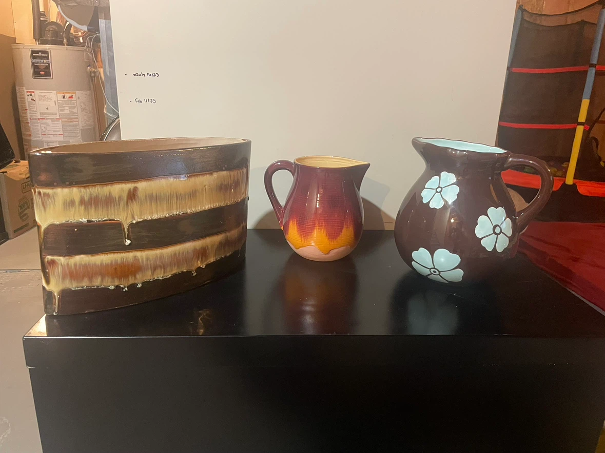Ceramic Decorative Pitcher and Oval Planter Set