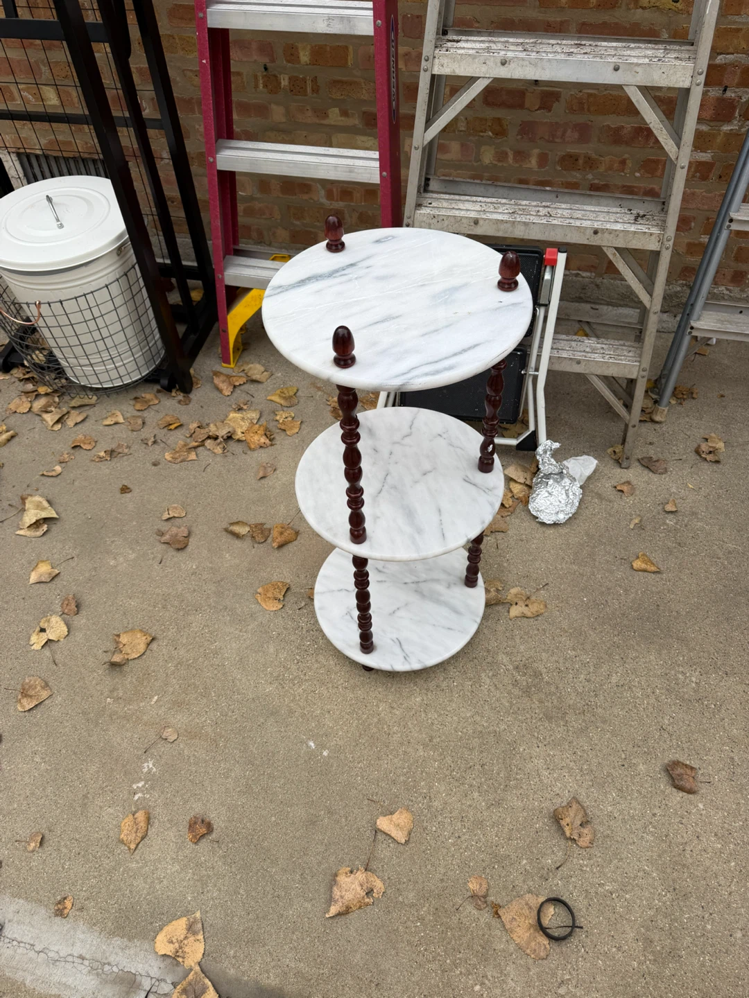 Three-Tier White Marble Round Side Table - photo 2