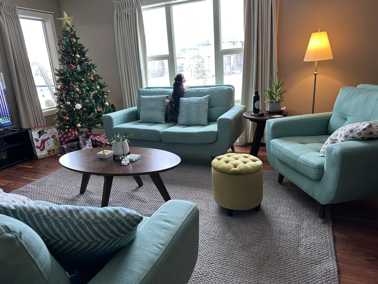Teal Mid-Century Modern Sofa Set