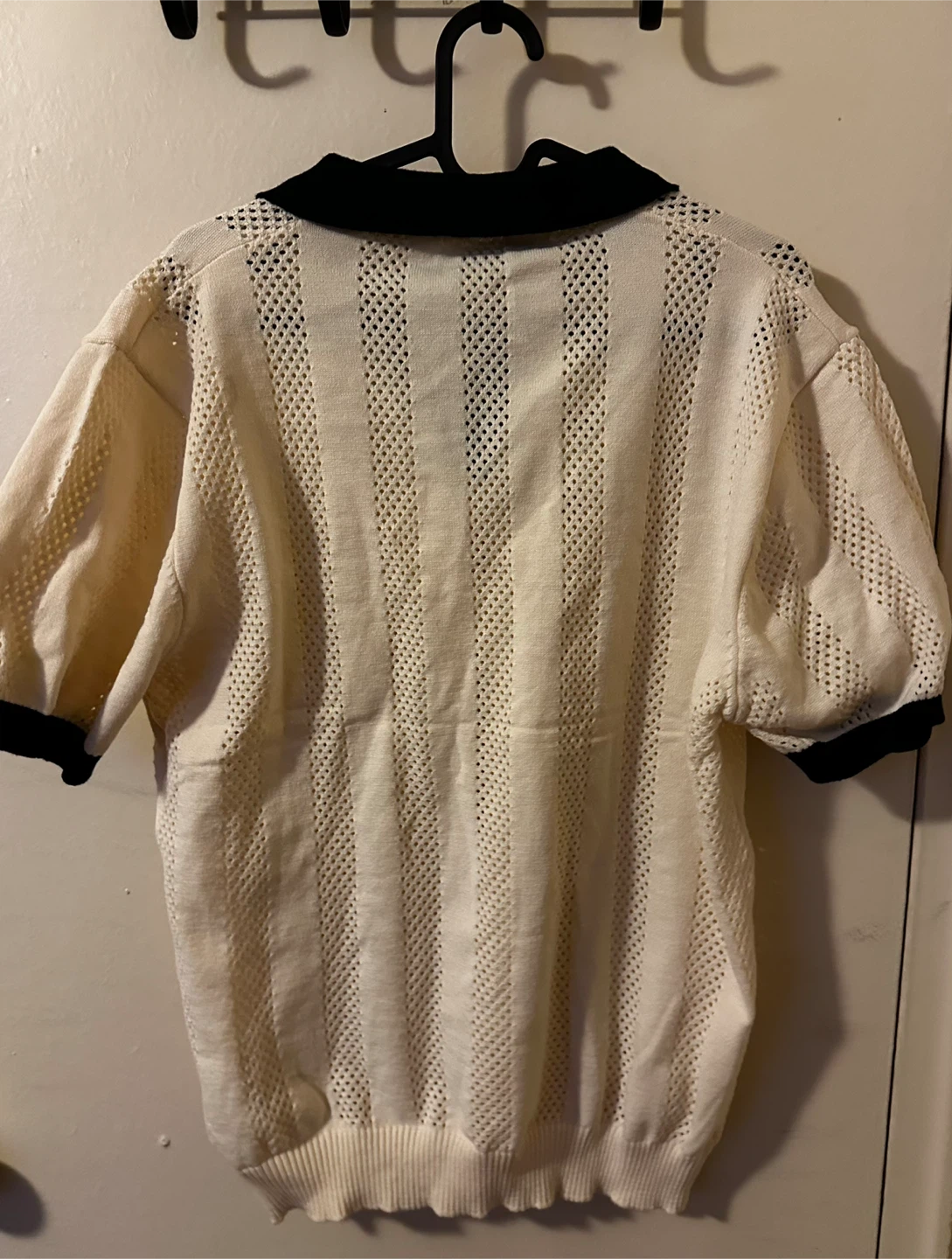 Cream and Black Knit Polo Shirt - photo 2