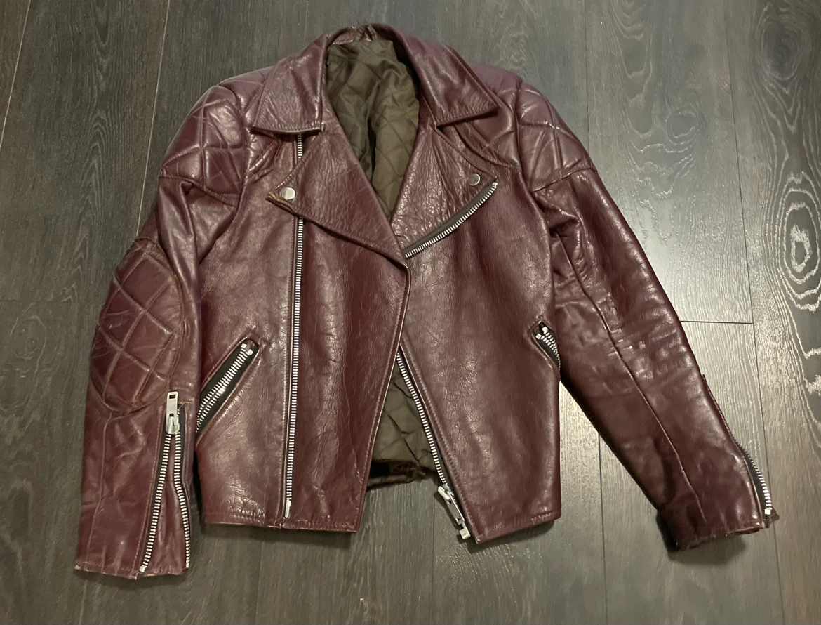 Burgundy Leather Biker Jacket