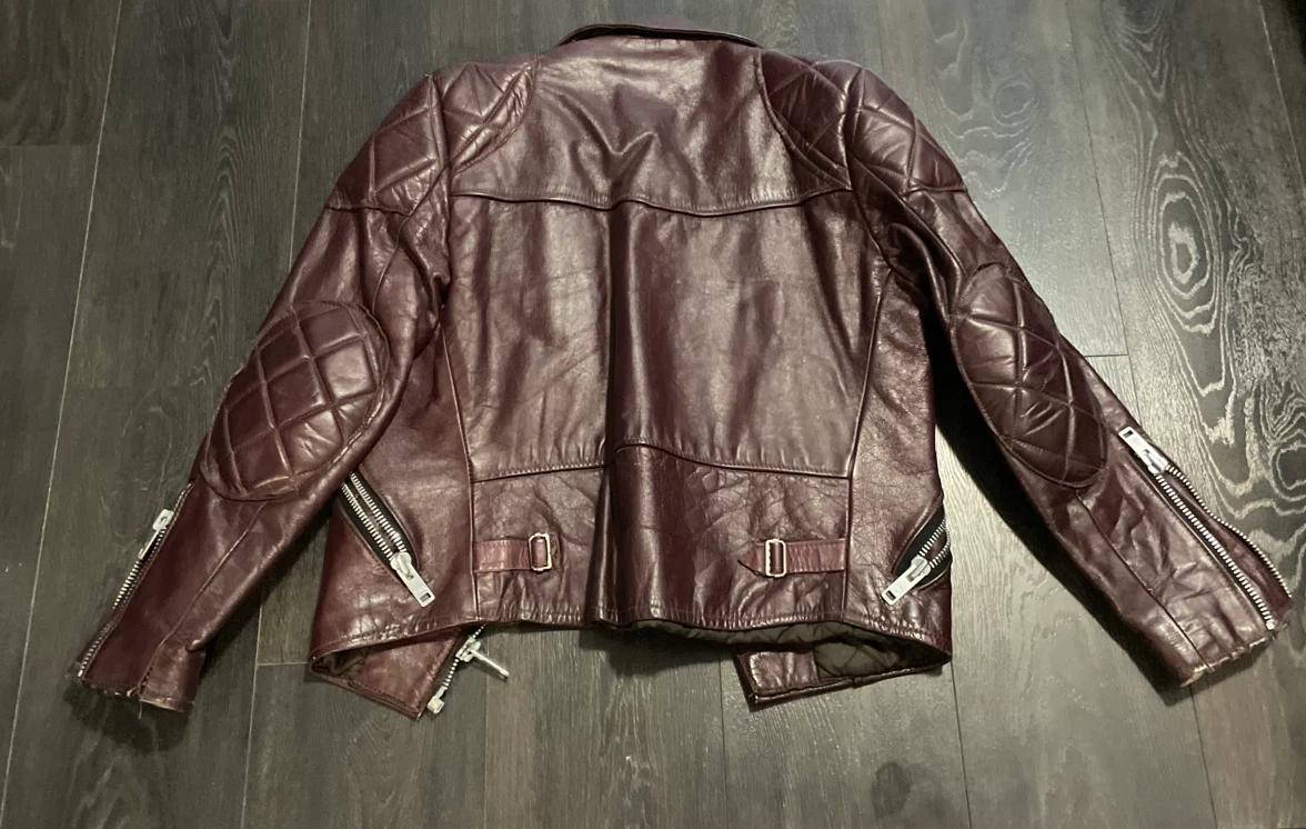 Burgundy Leather Biker Jacket - photo 2