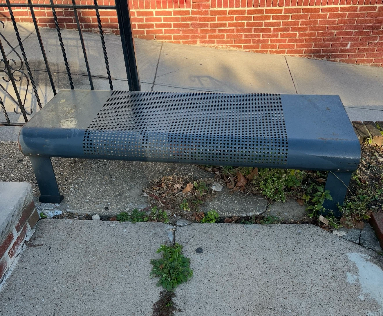 Industrial Style Perforated Metal Bench