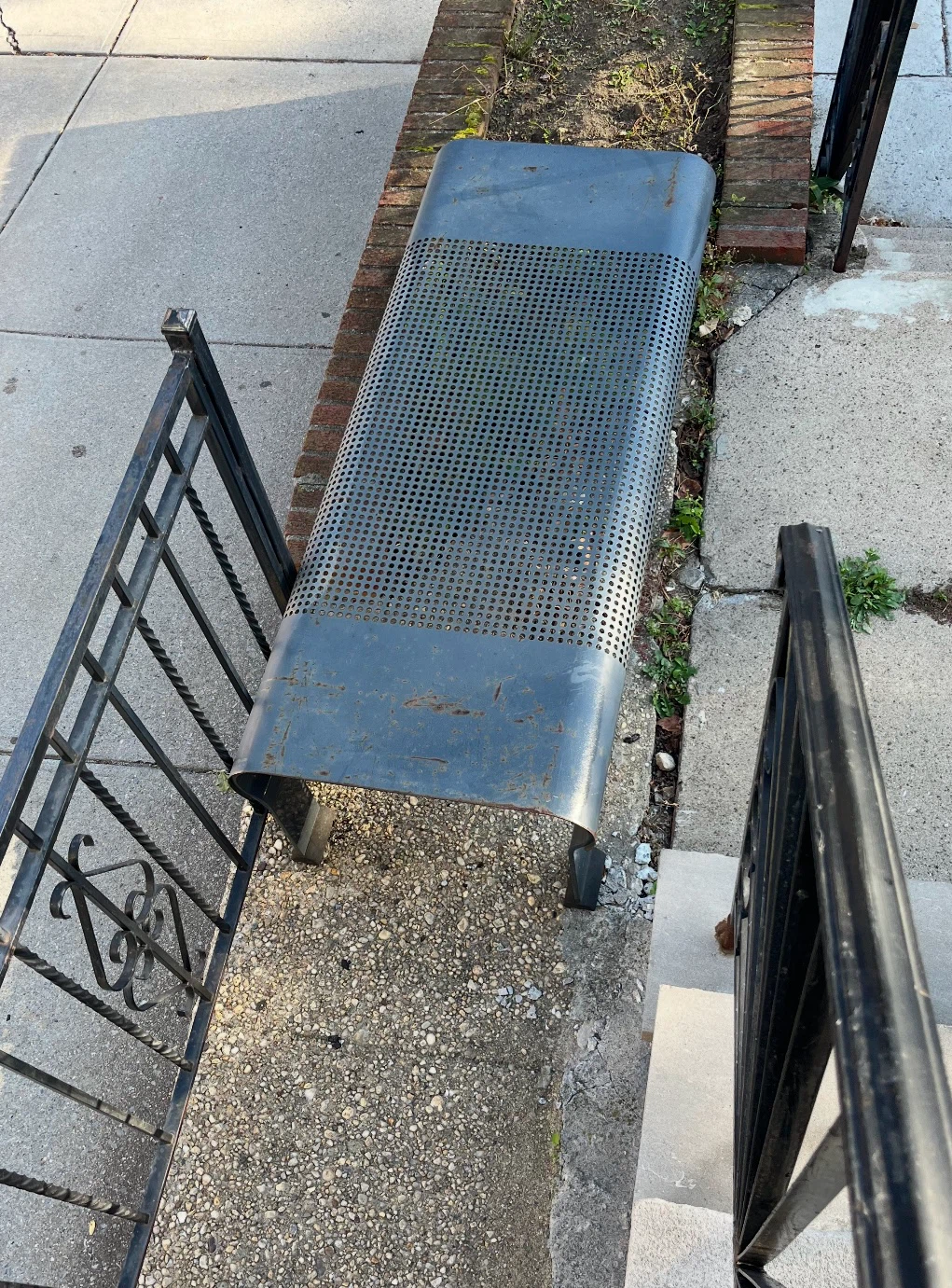 Industrial Style Perforated Metal Bench - photo 2