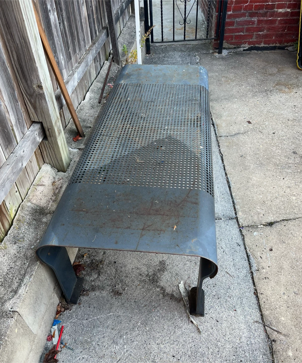 Industrial Style Perforated Metal Bench - photo 4
